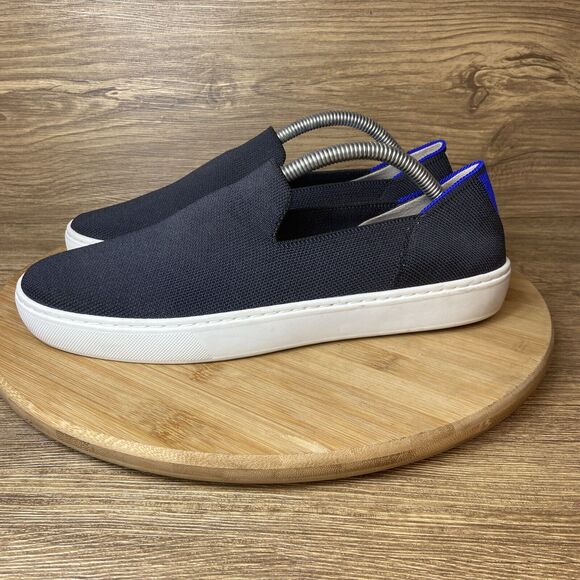 Rothy's The Sneaker Women's Size 9 Slip On Shoes Black Blue Trim - Picture 2 of 8